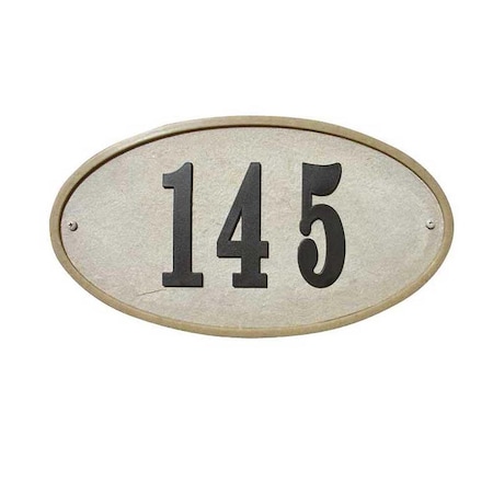 Qualarc Ridgestone Oval Crushed Stone Address Plaque, Sandstone Color RIG-4911-SS